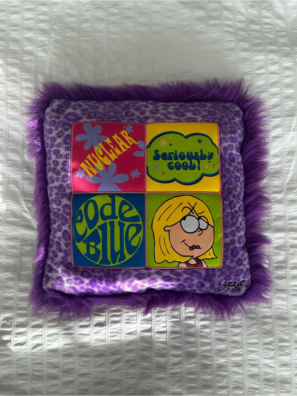 Vintage Applause Disney Channel Lizzie McGuire Fuzzy Purple Throw Pillow